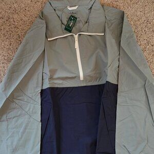 NEW L.L. Bean Men's Light and Airy Anorak Windbreaker Green and Blue - Large